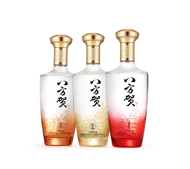 HUAWANG BA FANG HE Strong-Flavor Baijiu mini Gift Box Suite, 45%—52%VOL, Spirits & Liquor